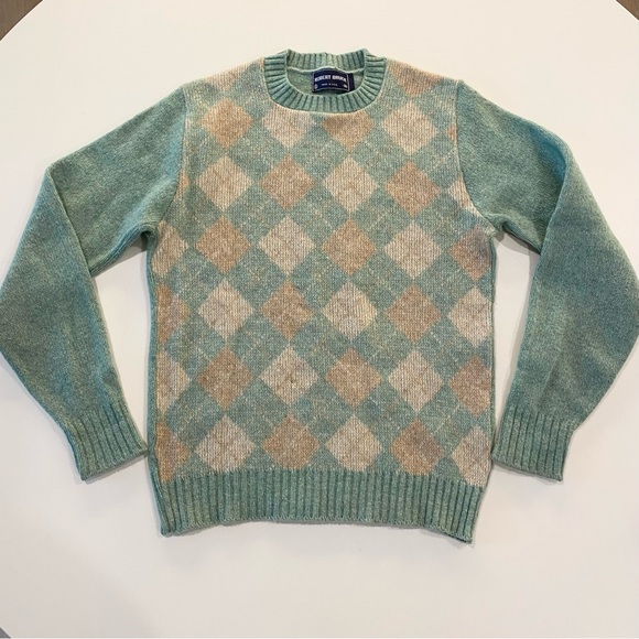 90'S ROBERT BRUCE all-over print wool knit sweater made in USA, men's XL size, vintage /eaa510342